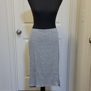 Anthropologie Ribbed Knit Skirt Gray L New